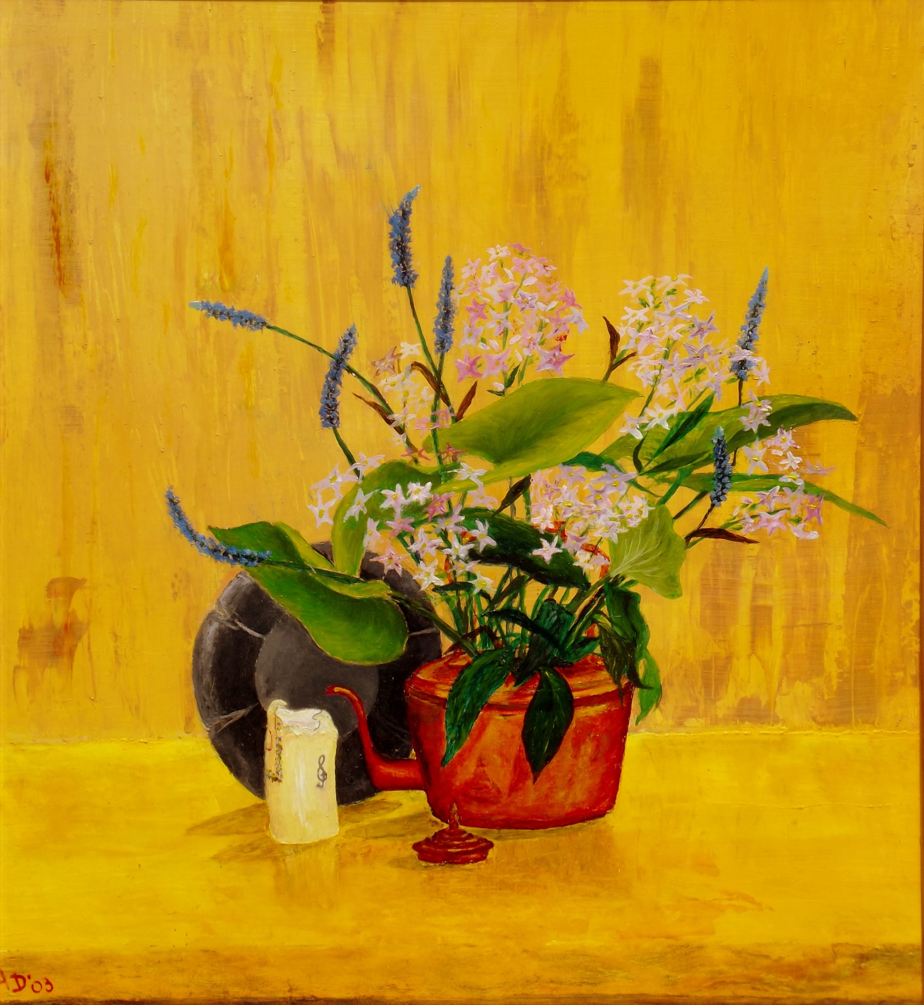 Bloemen in koperen pot image