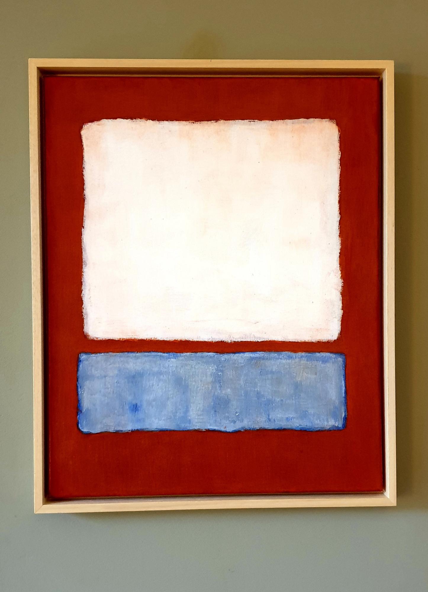 Off white over blue - colorfield painting image