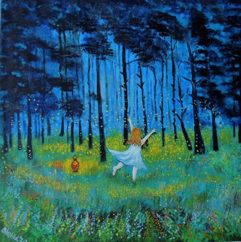 Enchanted Forest with Fireflies  image