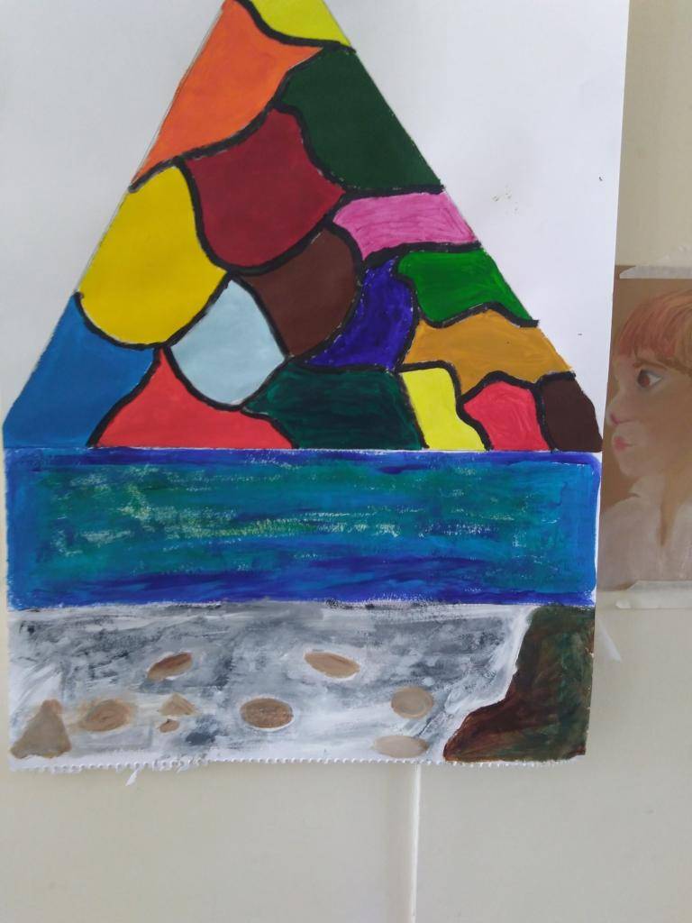 Pyramid beach scene image
