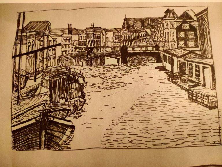 Leiden NL in Pen & Ink image