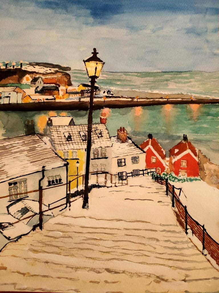 Whitby 199 Steps Winter Scene image