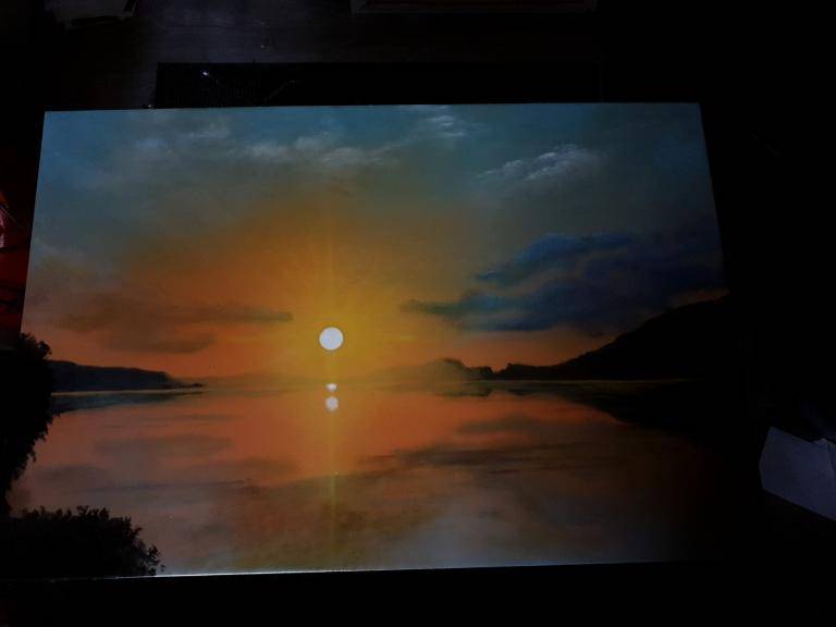 Sunset over lake image