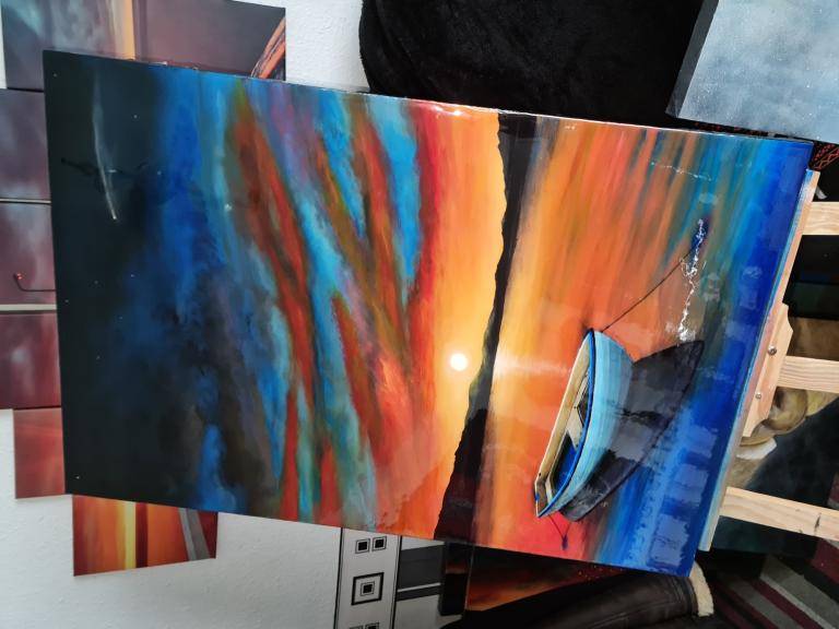 Sunset boat image