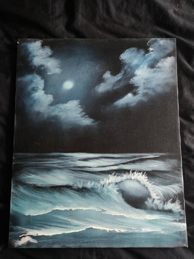 Stormy night at sea  image