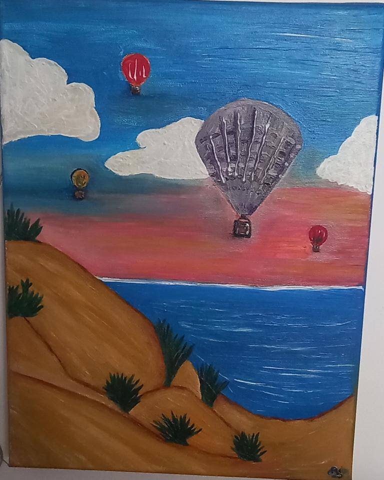 Balloons above the ocean  image