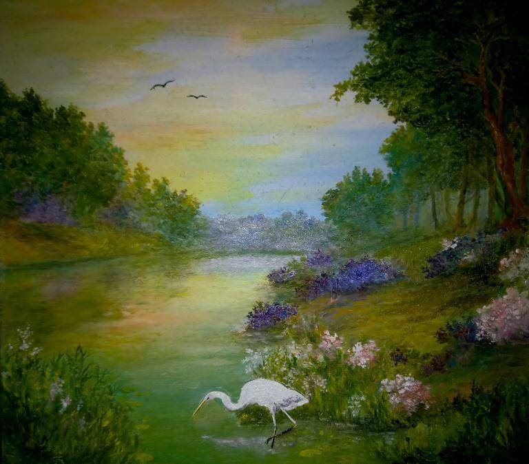 Witte reiger in een landschap image