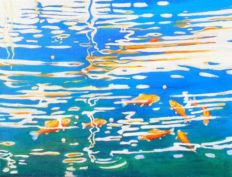 Goldfish and bubbles  image