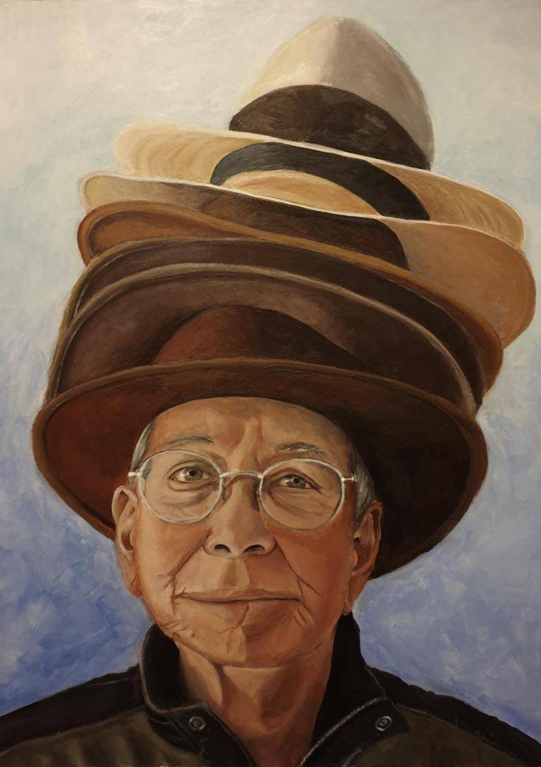 Portret met stapel hoeden image