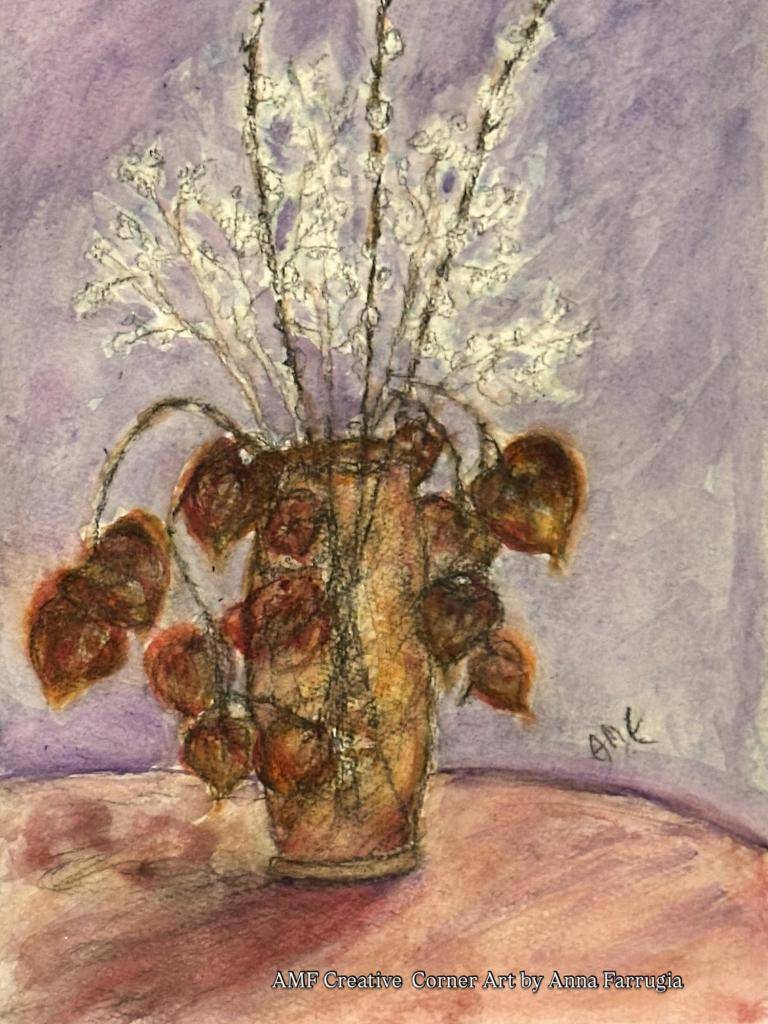 Chinese Lantern flowers in vase image