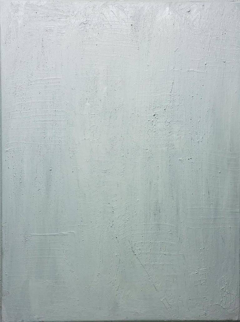 Earth and oil paint on canvas, White 55x80 image