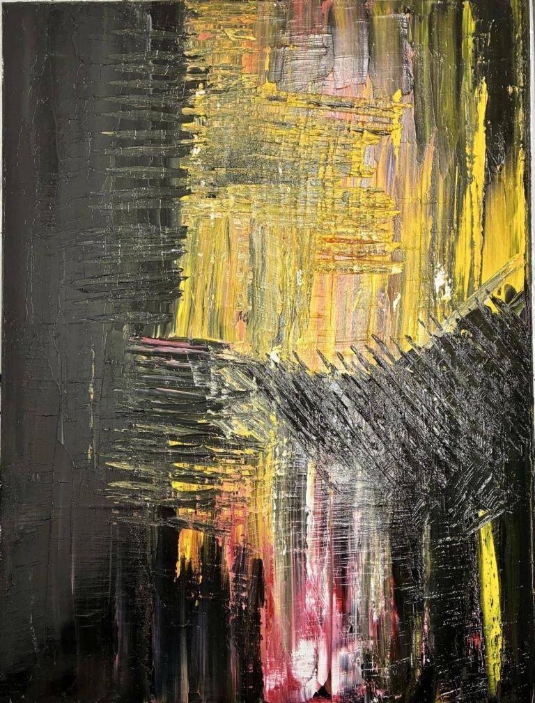 BLACK, OCHRE YELLOW, RED · 2026 Oil on canvas · palette-knife technique · 80 × 60 cm · 2026 image
