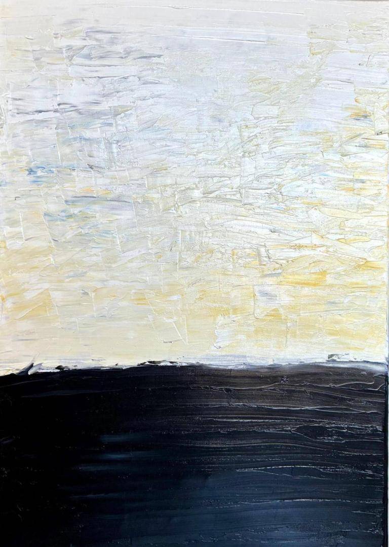 Horizon Black with White . Dark Material Painting · Oil on canvas · 2025 · 70 × 50 cm image