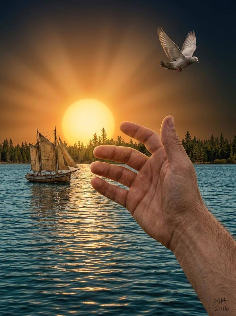 Solen går ned ved Nilen image